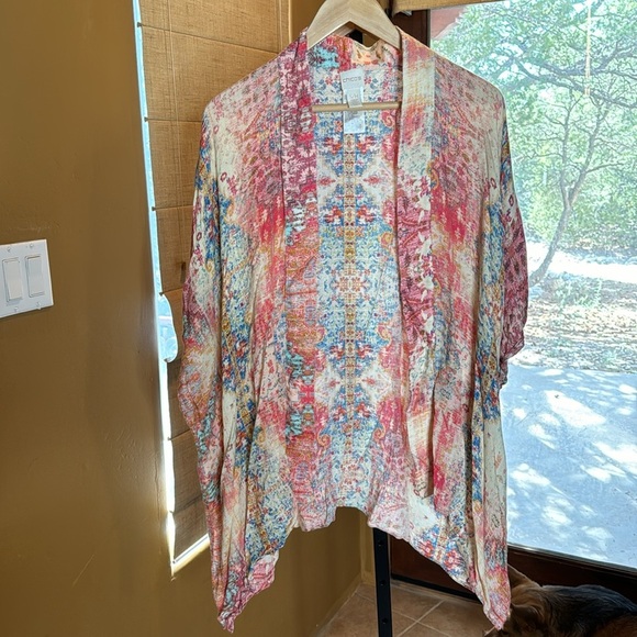 Chico’s Multi-Colored Printed Ruana Size Small Medium - Picture 4 of 8